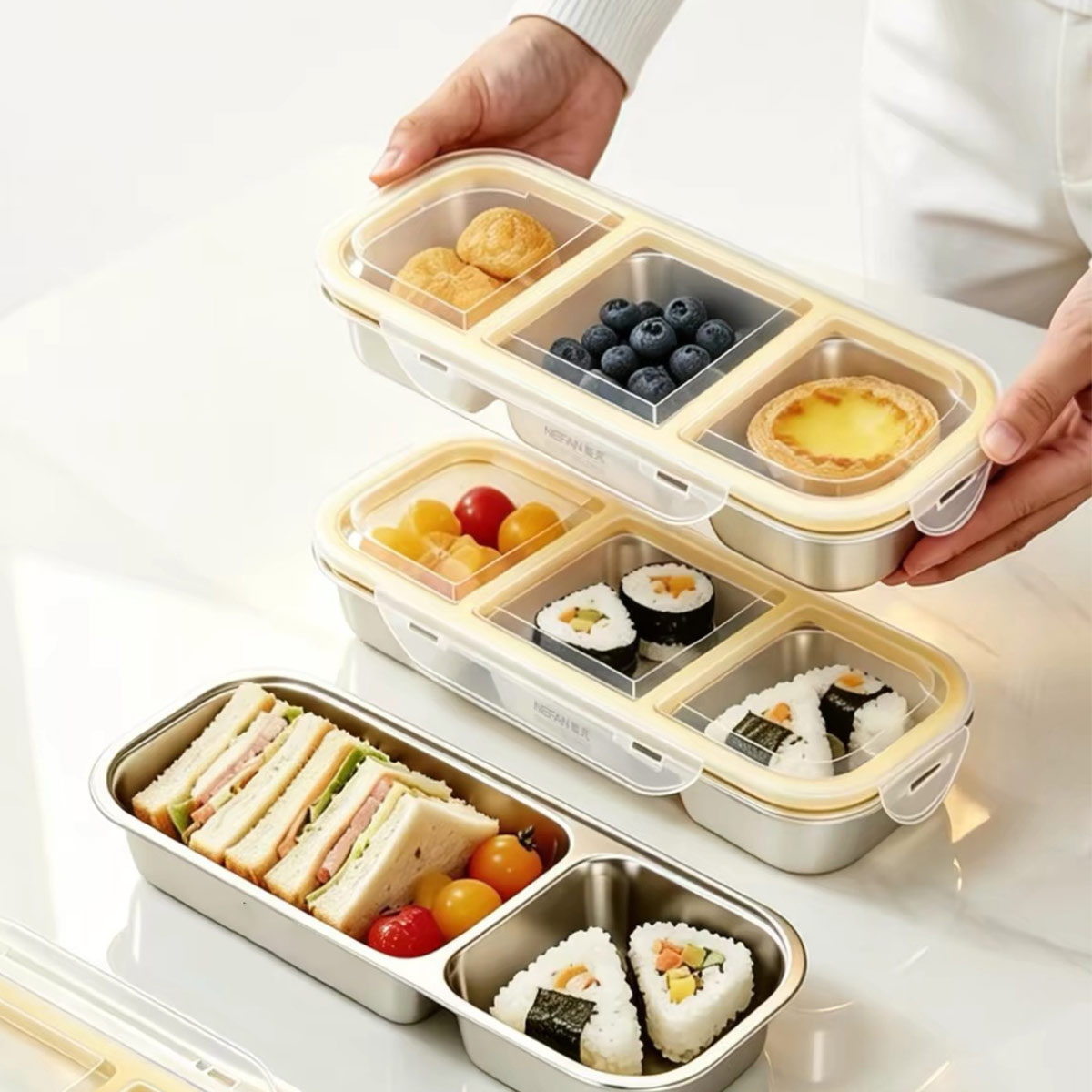 Food Storage Meals - Paslanmaz çelik kapaklı yiyecek saklama kabı,