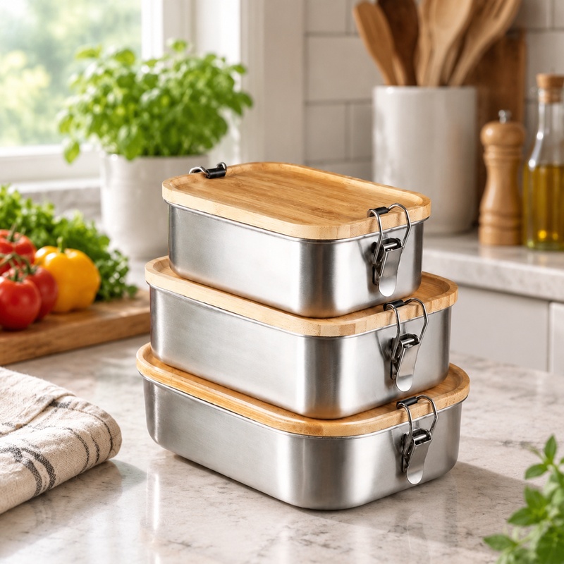 Food Storage Meals - Dayanıklı 304 Paslanmaz Çelik Öğle Yemeği