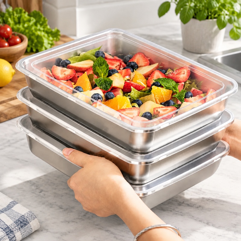 Food Storage Meals - Şeffaf Kapaklı, Sızdırmaz Tasarımlı, 3 Parçalı